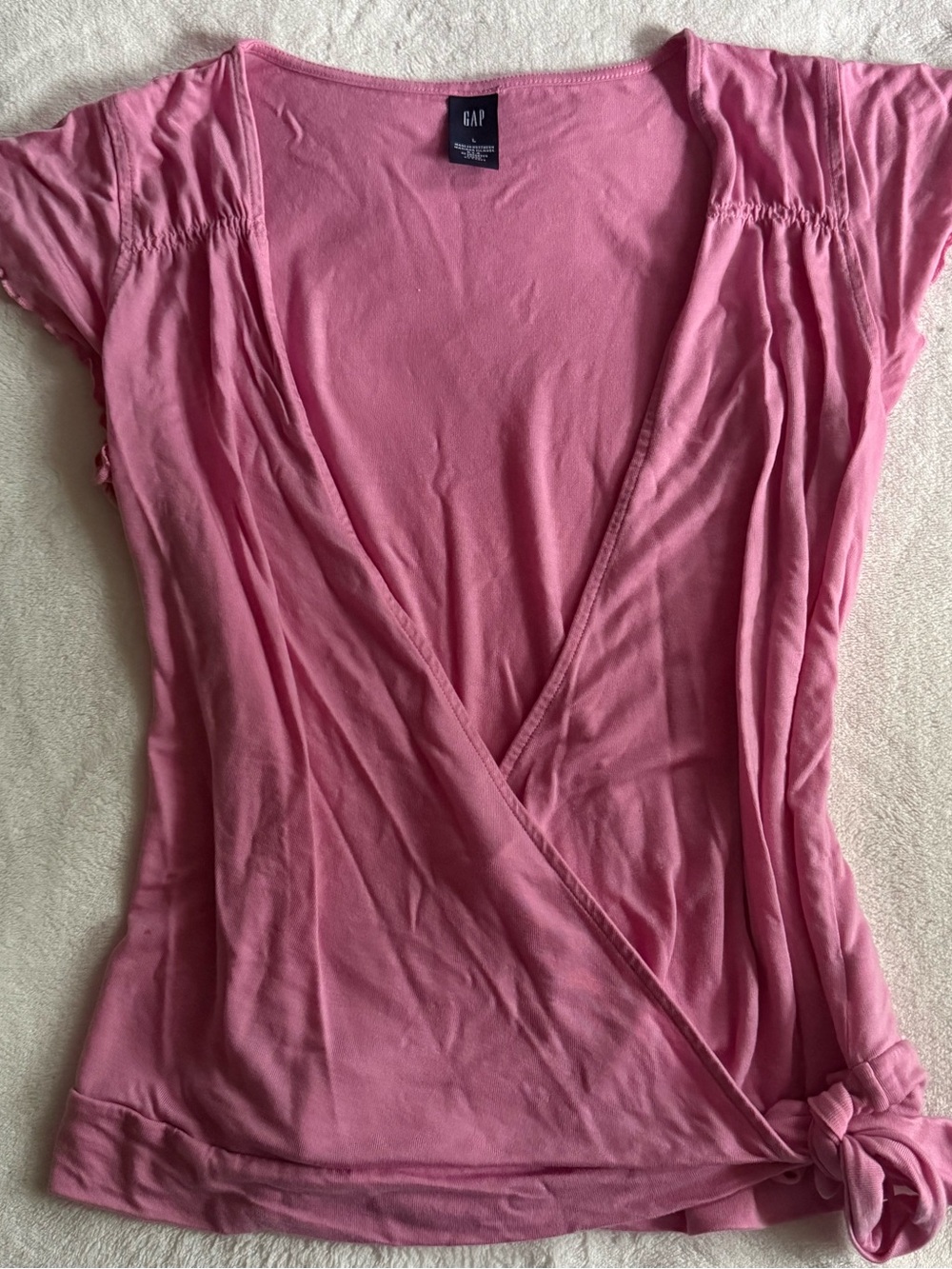 GAP Pink Wrap-Front Short Sleeve Camisole